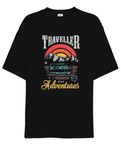 Traveller Road Adventures Tasarım Baskılı Oversize Unisex Tişört