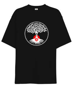 Tree Life - Yoga, Çakra, Om, Meditasyon Siyah Oversize Unisex Tişört