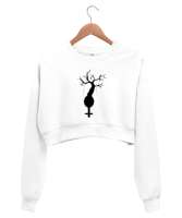 Tree of Life Beyaz Kadın Crop Sweatshirt - Thumbnail