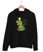 Tree Rex - T-rex - Dinozor - Dinosaur - Yılbaşı Aydınlatma Süsleme Siyah Unisex Kapşonlu Sweatshirt - Thumbnail