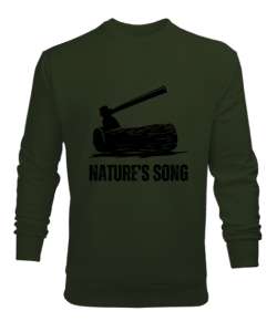 Trekking natures song -1 haki yeşili Haki Yeşili Erkek Sweatshirt