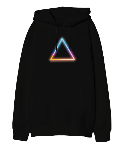 Triangle Siyah Oversize Unisex Kapüşonlu Sweatshirt