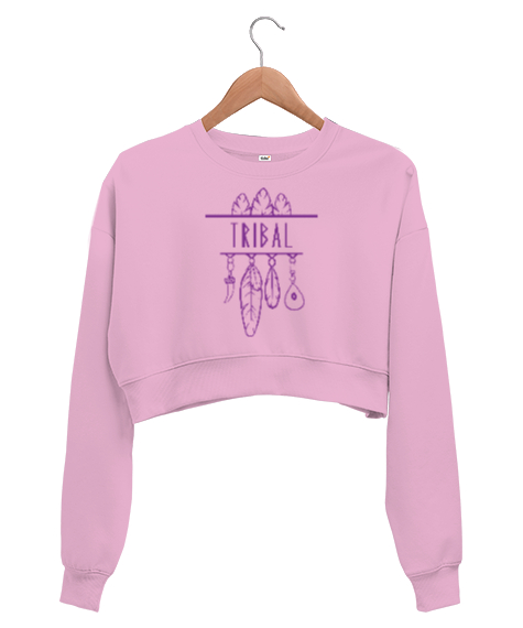 Tisho - Tribal Dream Yoga Meditasyon Spor Rüya Kapanı Pembe Kadın Crop Sweatshirt