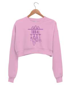 Tribal Dream Yoga Meditasyon Spor Rüya Kapanı Pembe Kadın Crop Sweatshirt