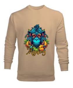 Tropikal Monkey Camel Erkek Sweatshirt