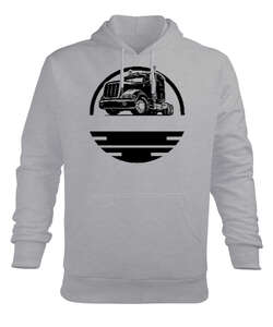 Truck - Kamyon Gri Erkek Kapüşonlu Hoodie Sweatshirt