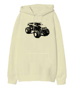 Truck - Kamyonet Krem Oversize Unisex Kapüşonlu Sweatshirt