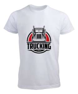 Trucking tır baskılı Beyaz Erkek Tişört