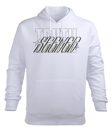 TRUTHSEEKER Beyaz Erkek Kapüşonlu Hoodie Sweatshirt