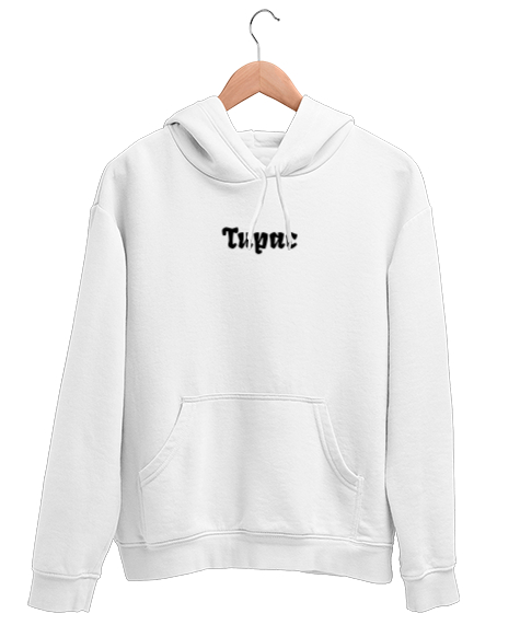 Tisho - Tupac Beyaz Unisex Kapşonlu Sweatshirt