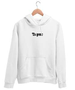 Tupac Beyaz Unisex Kapşonlu Sweatshirt