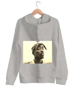 TUPAC ESSENTİALS SWEET Gri Unisex Kapşonlu Sweatshirt