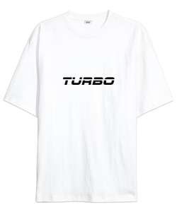 Turbo Drift Baskılı Beyaz Oversize Unisex Tişört