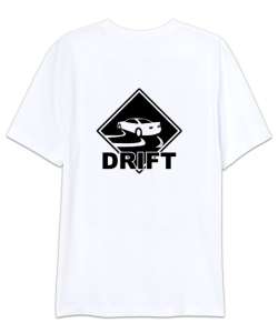 Turbo Drift Baskılı Beyaz Oversize Unisex Tişört