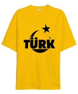 Türk Baskılı Sarı Oversize Unisex Tişört