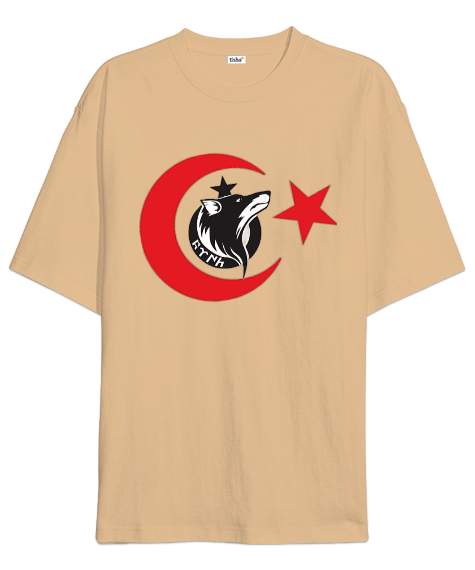 Türk Bayrağı Ve Bozkurt Camel Oversize Unisex Tişört