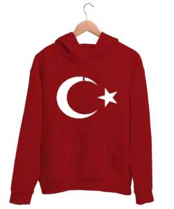 Türk bayraklı Hediye, Milli bayramlar ve Maçlar hediyesi Kırmızı Unisex Kapşonlu Sweatshirt