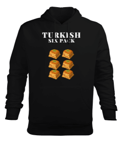 Türk Kası Baklava Turkish Six Pack Tasarım Baskılı Siyah Erkek Kapüşonlu Hoodie Sweatshirt