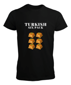 Türk Kası Baklava Turkish Six Pack Tasarım Baskılı Siyah Erkek Tişört