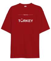 Turkey Itımotcci Baskılı Kırmızı Oversize Unisex Tişört - Thumbnail