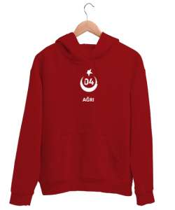 Türkiye Ağrı Kırmızı Unisex Kapşonlu Sweatshirt