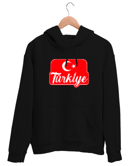 Tisho - Türkiye - Ay Yıldız Siyah Unisex Kapşonlu Sweatshirt