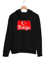 Türkiye - Ay Yıldız Siyah Unisex Kapşonlu Sweatshirt - Thumbnail