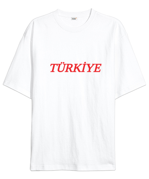 Türkiye baskılı Beyaz Oversize Unisex Tişört