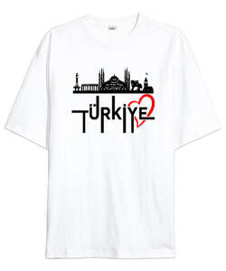 Türkiye Beyaz Oversize Unisex Tişört