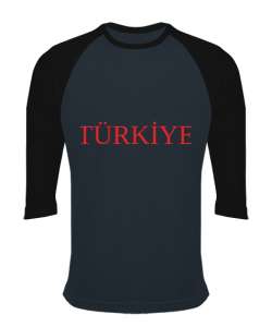 TÜRKİYE Füme/Siyah Orijinal Reglan 3/4 Kol Unisex Tişört