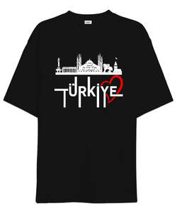 Türkiye Siyah Oversize Unisex Tişört