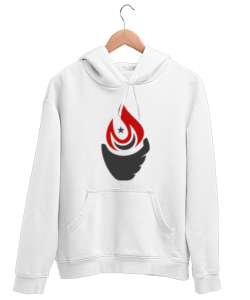 Türkiyenin Zaferi Beyaz Unisex Kapşonlu Sweatshirt