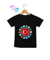 Türkiye,Turan,Göktürk,Azerbaycan,Kazakistan,Türkmenistan,Tacikistan,Özbekistan,Kyrgyzstan. Siyah Çocuk Unisex - Thumbnail