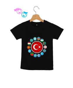 Türkiye,Turan,Göktürk,Azerbaycan,Kazakistan,Türkmenistan,Tacikistan,Özbekistan,Kyrgyzstan. Siyah Çocuk Unisex