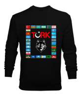 Türkiye,Turan,Göktürk,Azerbaycan,Kazakistan,Türkmenistan,Tacikistan,Özbekistan,Kyrgyzstan. Siyah Erkek Sweatshirt - Thumbnail