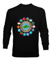 Türkiye,Turan,Göktürk,Azerbaycan,Kazakistan,Türkmenistan,Tacikistan,Özbekistan,Kyrgyzstan. Siyah Erkek Sweatshirt - Thumbnail