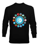 Türkiye,Turan,Göktürk,Azerbaycan,Kazakistan,Türkmenistan,Tacikistan,Özbekistan,Kyrgyzstan. Siyah Erkek Sweatshirt - Thumbnail