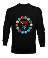 Türkiye,Turan,Göktürk,Azerbaycan,Kazakistan,Türkmenistan,Tacikistan,Özbekistan,Kyrgyzstan. Siyah Erkek Sweatshirt - Thumbnail