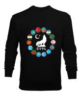 Türkiye,Turan,Göktürk,Azerbaycan,Kazakistan,Türkmenistan,Tacikistan,Özbekistan,Kyrgyzstan. Siyah Erkek Sweatshirt - Thumbnail