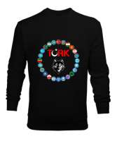 Türkiye,Turan,Göktürk,Azerbaycan,Kazakistan,Türkmenistan,Tacikistan,Özbekistan,Kyrgyzstan. Siyah Erkek Sweatshirt - Thumbnail