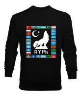 Türkiye,Turan,Göktürk,Azerbaycan,Kazakistan,Türkmenistan,Tacikistan,Özbekistan,Kyrgyzstan. Siyah Erkek Sweatshirt - Thumbnail