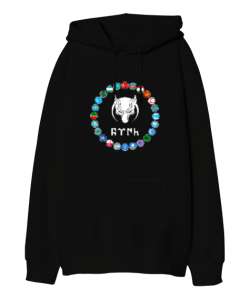 Türkiye,Turan,Göktürk,Azerbaycan,Kazakistan,Türkmenistan,Tacikistan,Özbekistan,Kyrgyzstan. Siyah Oversize Unisex Kapüşonlu Sweatshirt