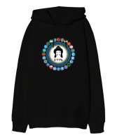 Türkiye,Turan,Göktürk,Azerbaycan,Kazakistan,Türkmenistan,Tacikistan,Özbekistan,Kyrgyzstan. Siyah Oversize Unisex Kapüşonlu Sweatshirt - Thumbnail