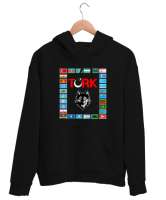 Türkiye,Turan,Göktürk,Azerbaycan,Kazakistan,Türkmenistan,Tacikistan,Özbekistan,Kyrgyzstan. Siyah Unisex Kapşonlu Sweatshirt - Thumbnail