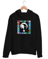 Türkiye,Turan,Göktürk,Azerbaycan,Kazakistan,Türkmenistan,Tacikistan,Özbekistan,Kyrgyzstan. Siyah Unisex Kapşonlu Sweatshirt - Thumbnail