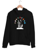 Türkiye,Turan,Göktürk,Azerbaycan,Kazakistan,Türkmenistan,Tacikistan,Özbekistan,Kyrgyzstan. Siyah Unisex Kapşonlu Sweatshirt - Thumbnail