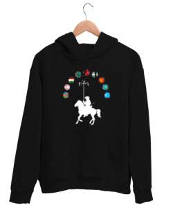 Türkiye,Turan,Göktürk,Azerbaycan,Kazakistan,Türkmenistan,Tacikistan,Özbekistan,Kyrgyzstan. Siyah Unisex Kapşonlu Sweatshirt