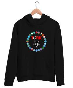 Türkiye,Turan,Göktürk,Azerbaycan,Kazakistan,Türkmenistan,Tacikistan,Özbekistan,Kyrgyzstan. Siyah Unisex Kapşonlu Sweatshirt