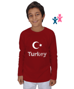 Türkiye,Türkiye bayrağı. Çocuk Unisex Uzunkollu