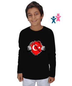 Türkiye,Türkiye bayrağı. Çocuk Unisex Uzunkollu